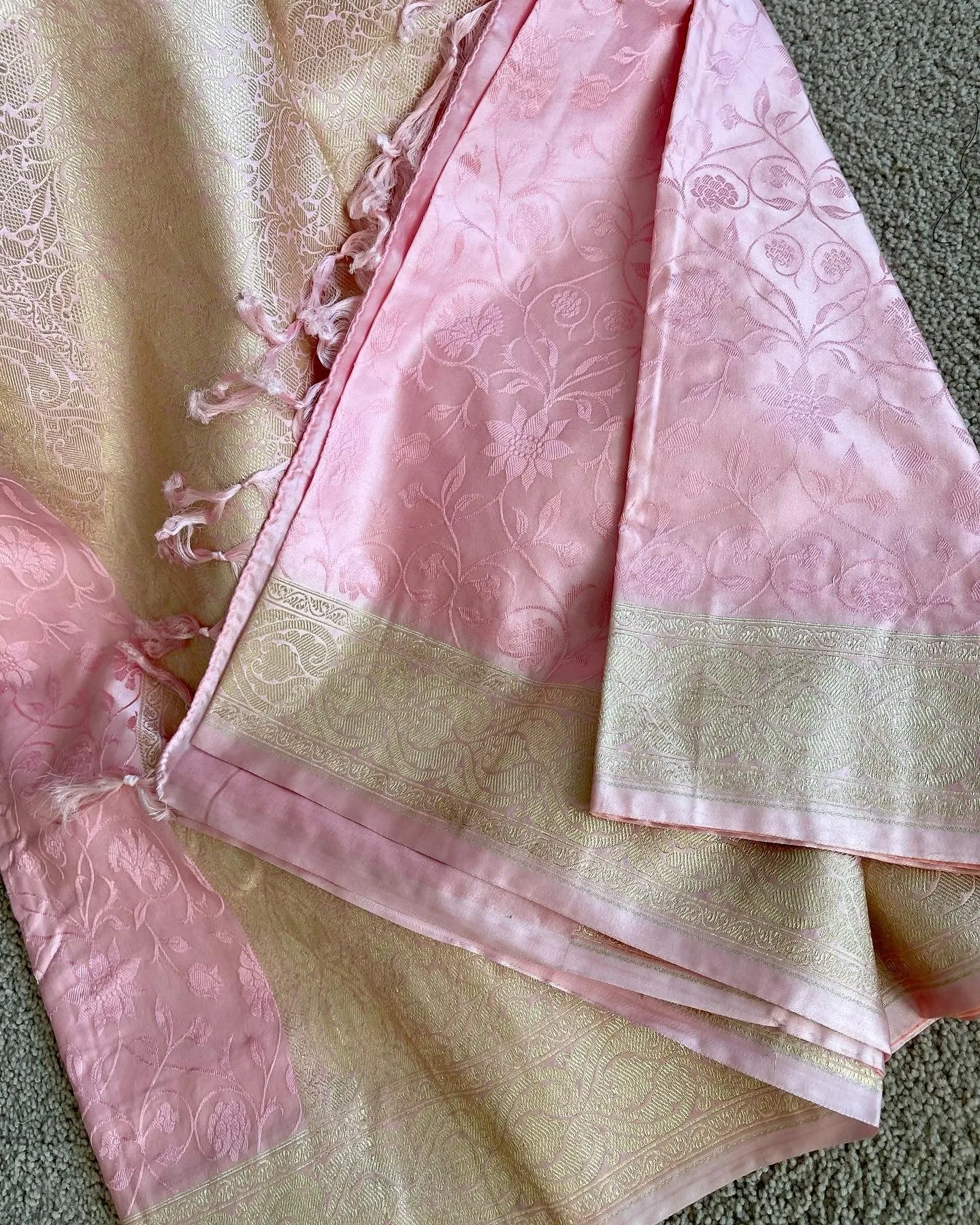 Pink Banarasi Soft Silk Saree with Self Design