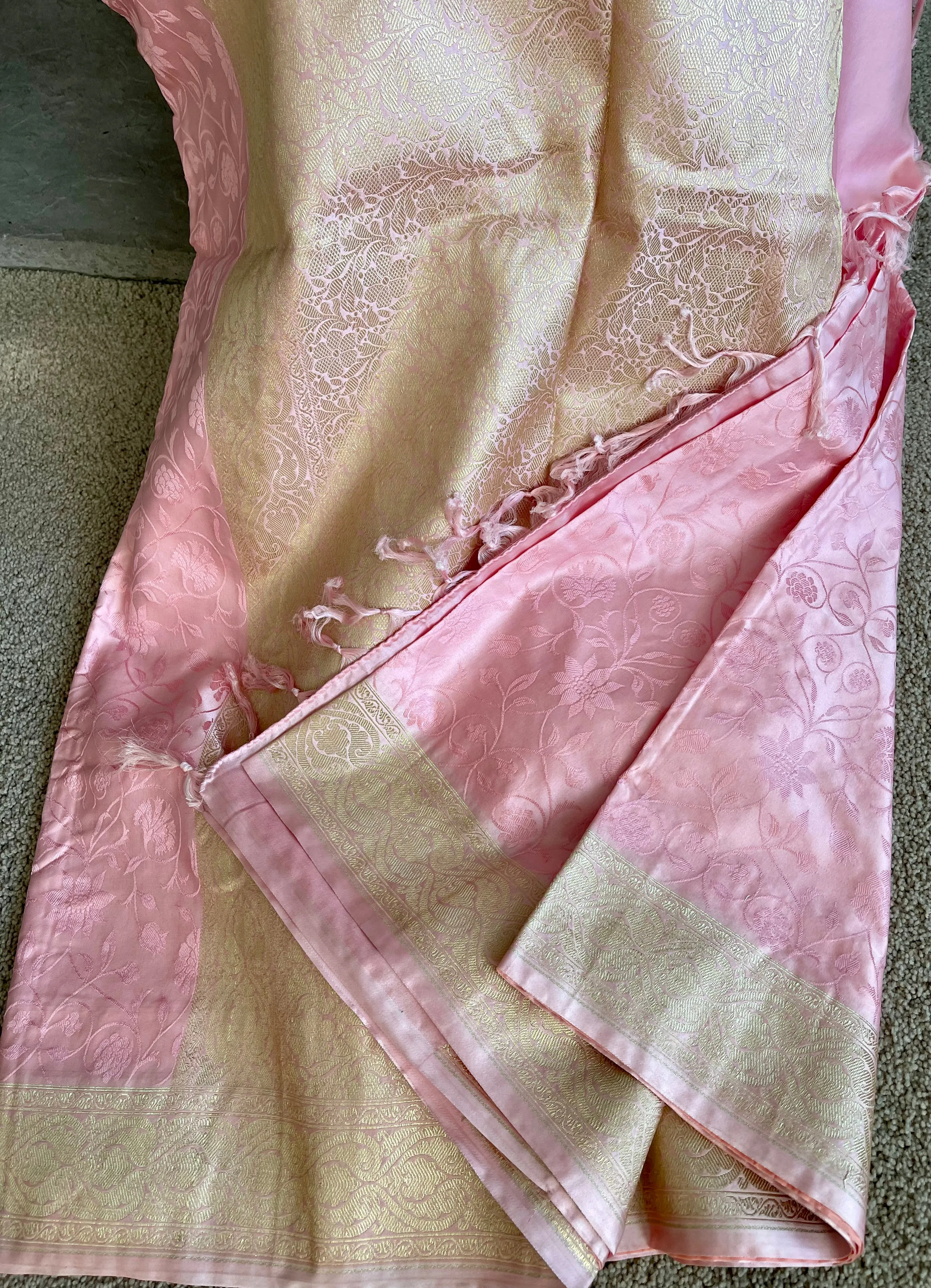 Pink Banarasi Soft Silk Saree with Self Design