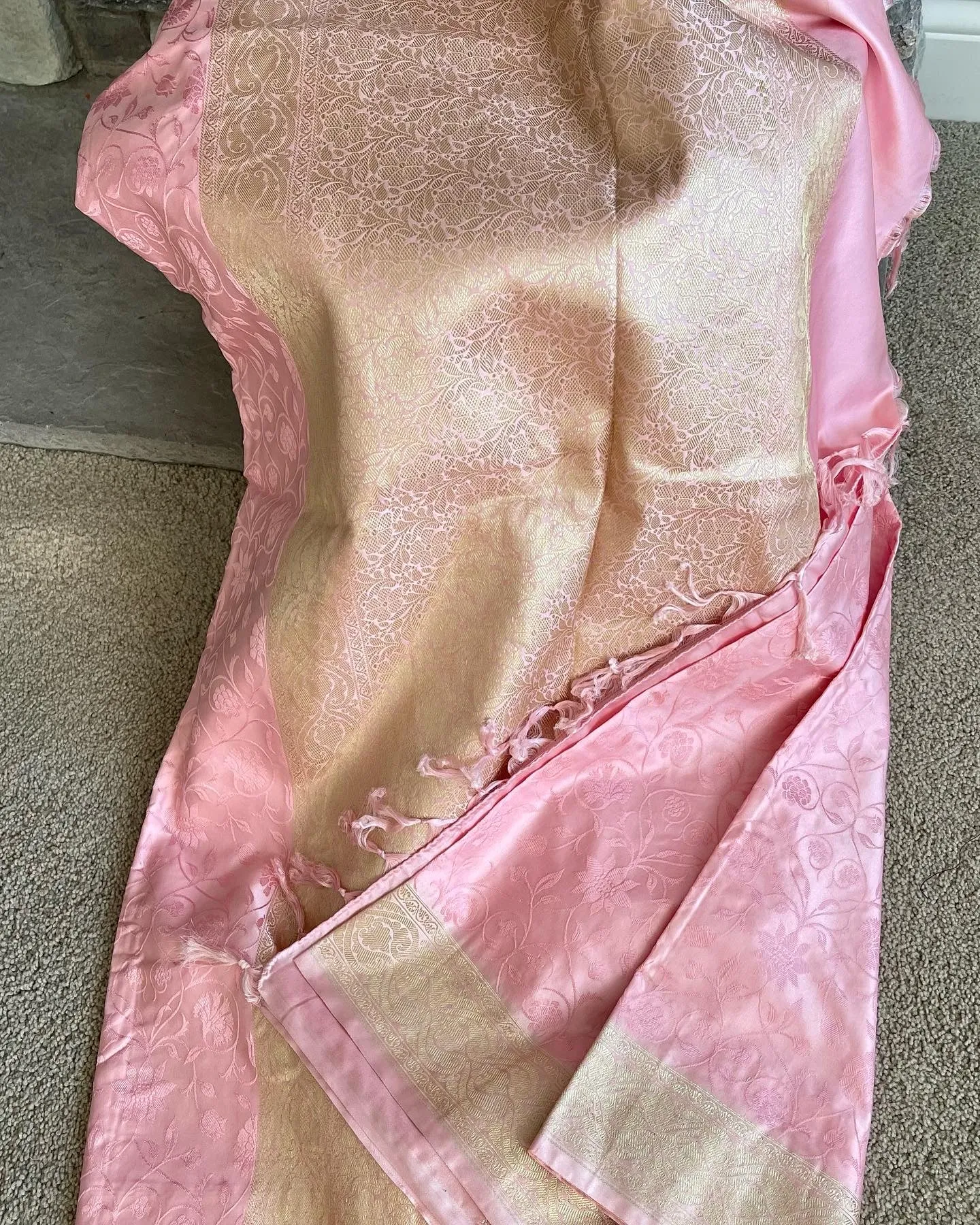 Pink Banarasi Soft Silk Saree with Self Design