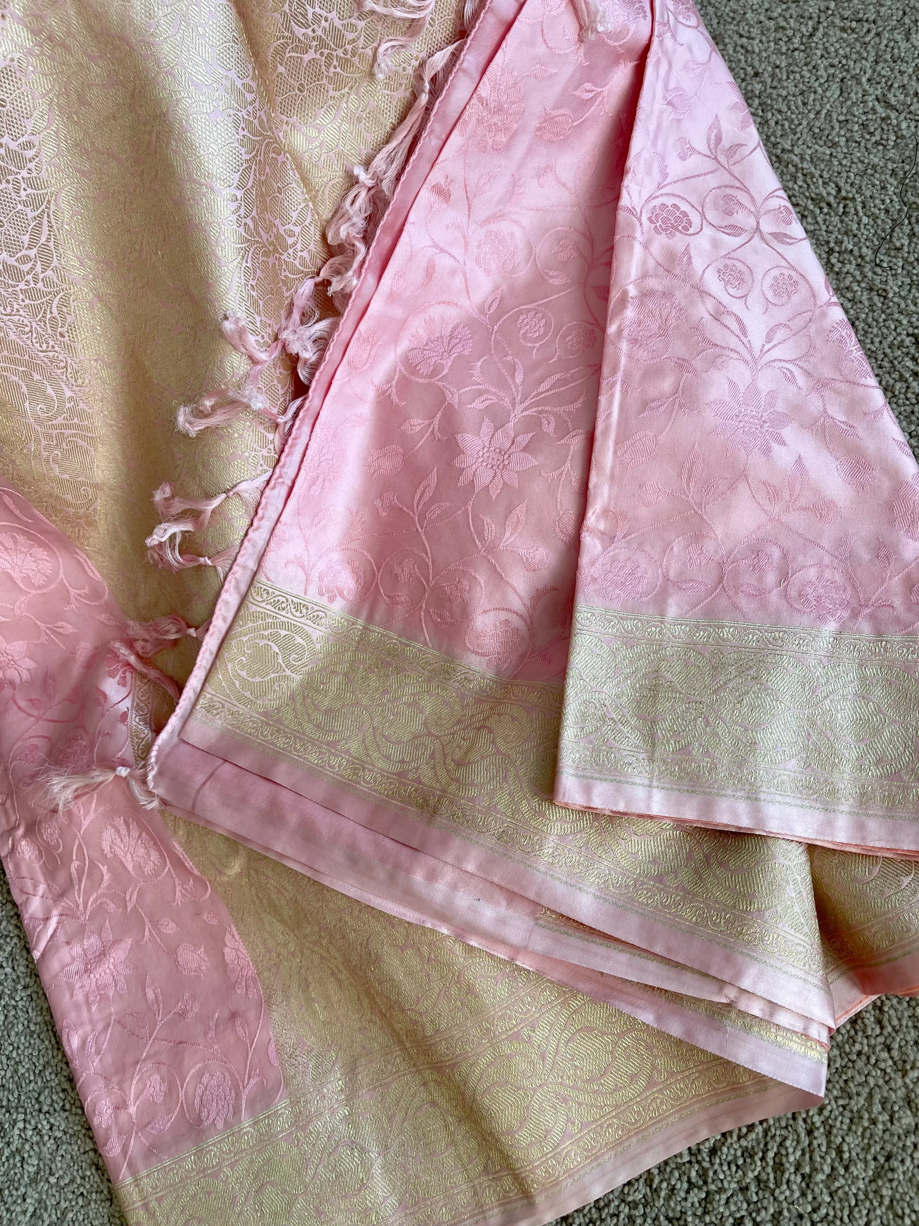 Pink Banarasi Soft Silk Saree with Self Design