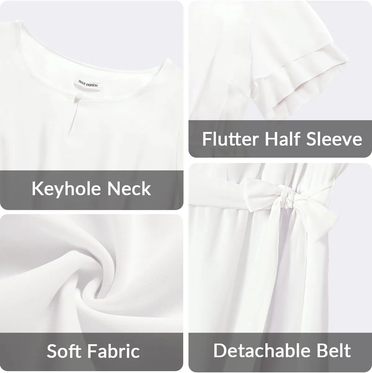 Pinup Fashion Plus Size Dresses for Wedding Guest - Semi Formal Cocktail Chiffon Keyhole Neck Knee Length Dress