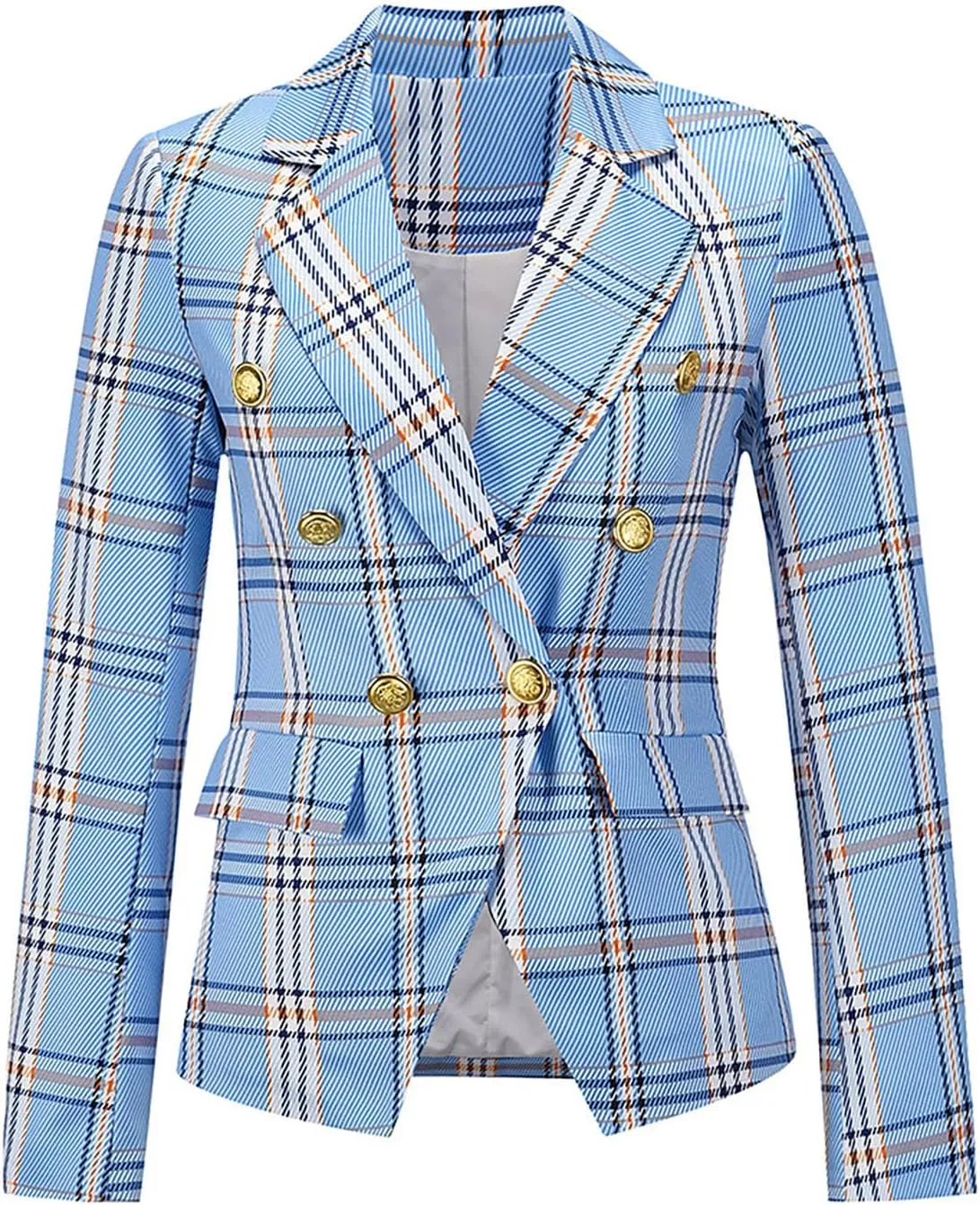 Plaid Blazer Jackets for Women Fashion Dressy Notched Lapel Collar Business Casual Work Office Formal Coats