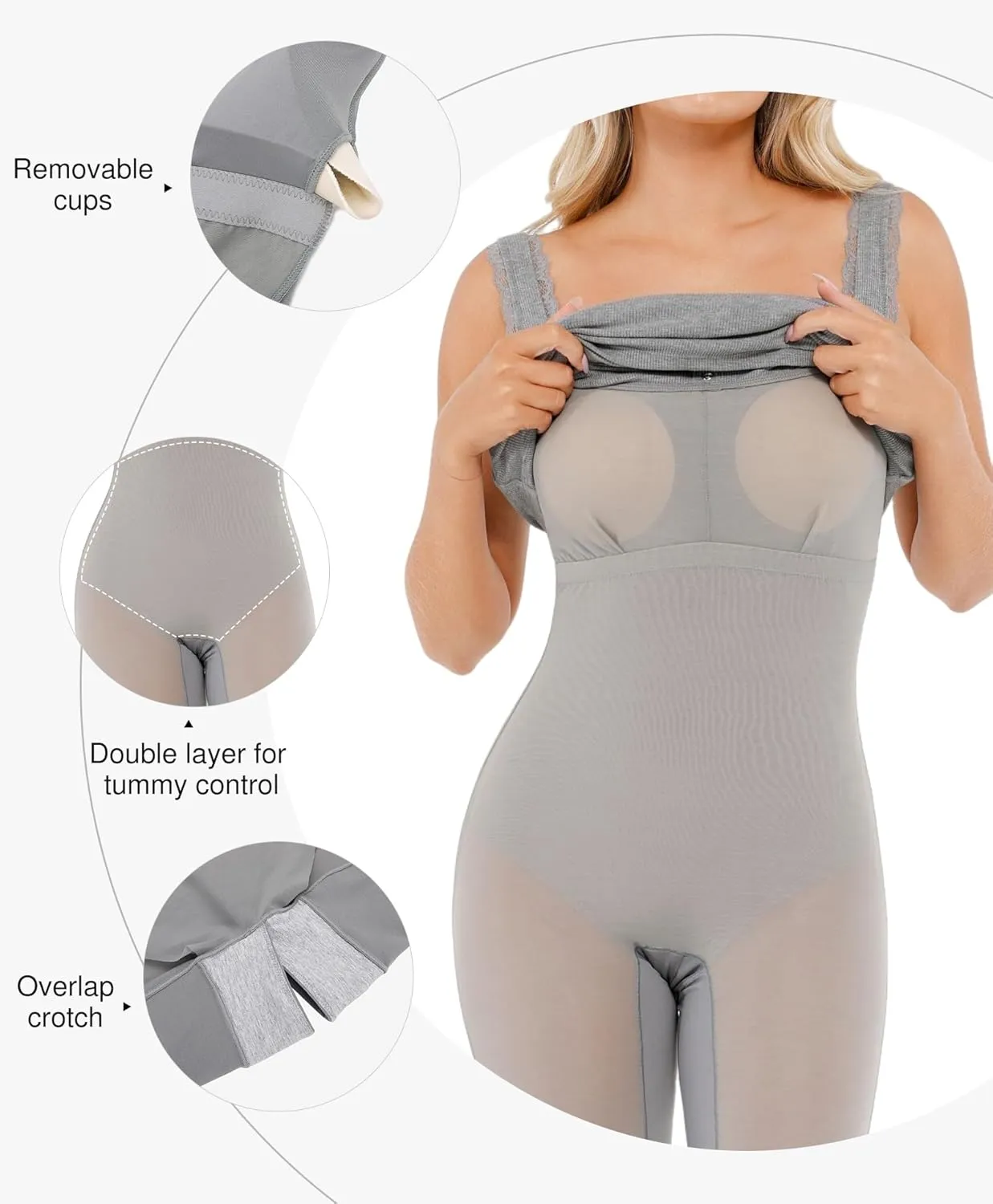 Popilush Shapewear Tank Dress Summer Maxi Dress Built-in Bra Square Neck Lace Trim Going Out Vacation Dresses for Women