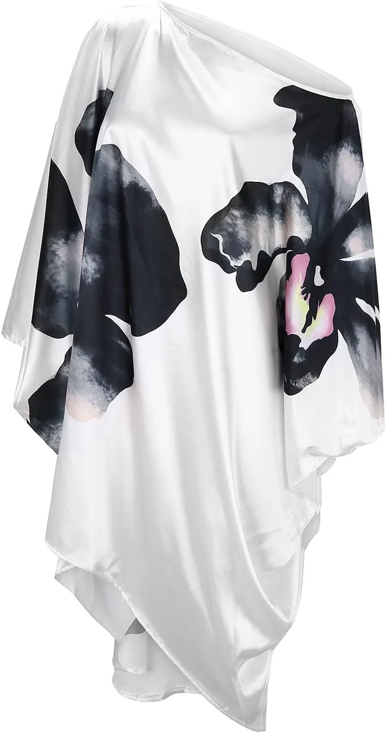 QPQ Womens Cold Shoulder Kaftan Dresses Plus Size Cover Up Tshirt Maxi Beach Boho Swing Dress