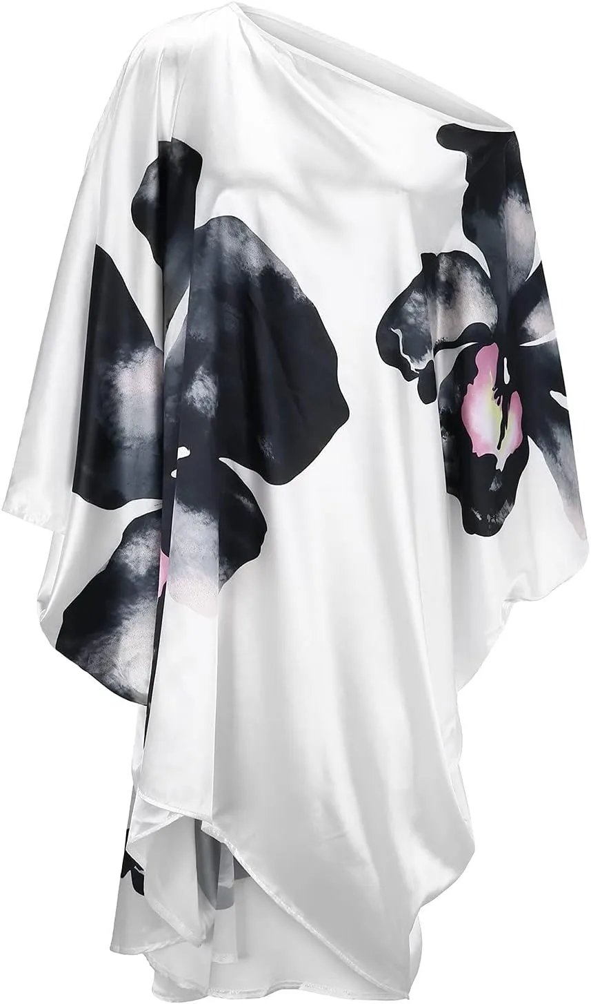 QPQ Womens Cold Shoulder Kaftan Dresses Plus Size Cover Up Tshirt Maxi Beach Boho Swing Dress