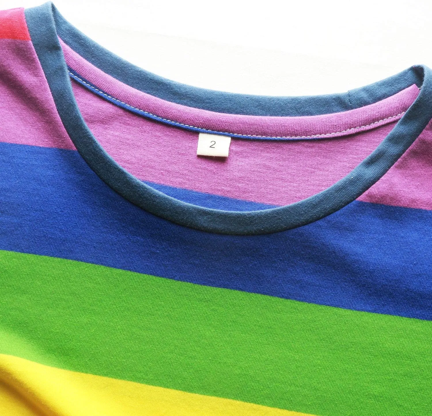 Rainbow T Shirt Women Striped Crew Neck Short Sleeve Stripes Tee Top Stripped