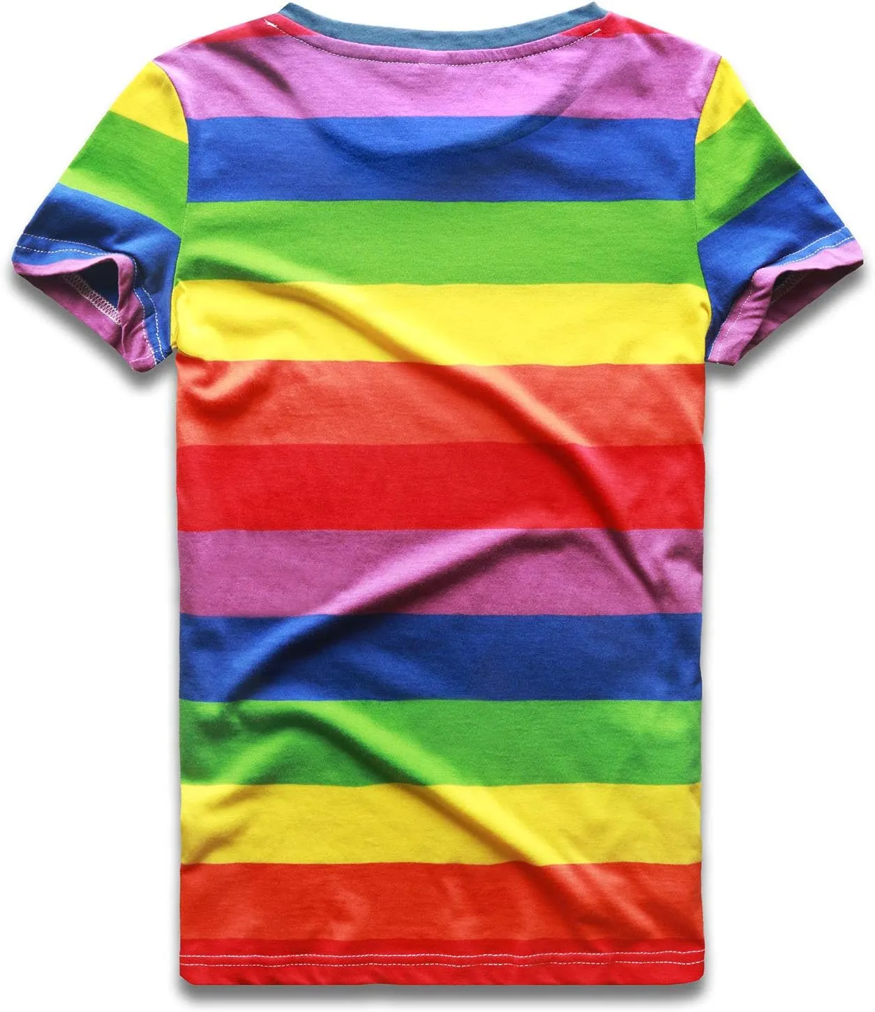 Rainbow T Shirt Women Striped Crew Neck Short Sleeve Stripes Tee Top Stripped