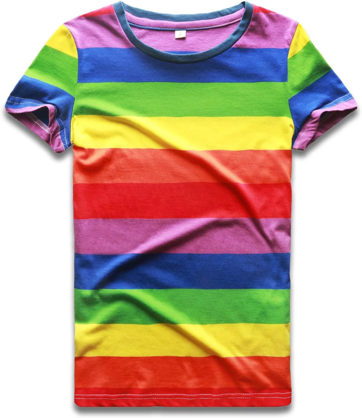 Rainbow T Shirt Women Striped Crew Neck Short Sleeve Stripes Tee Top Stripped