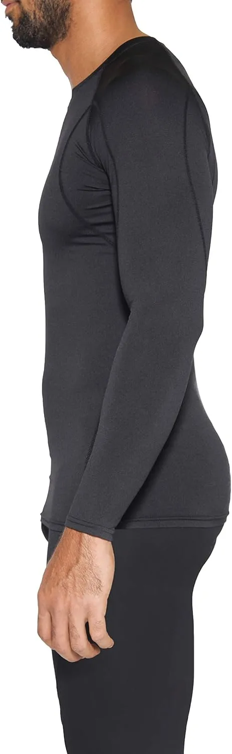 Real Essentials 4 Pack: Men's Compression Long-Sleeve T-Shirt Athletic Cold Weather Baselayer (Available in Big & Tall)