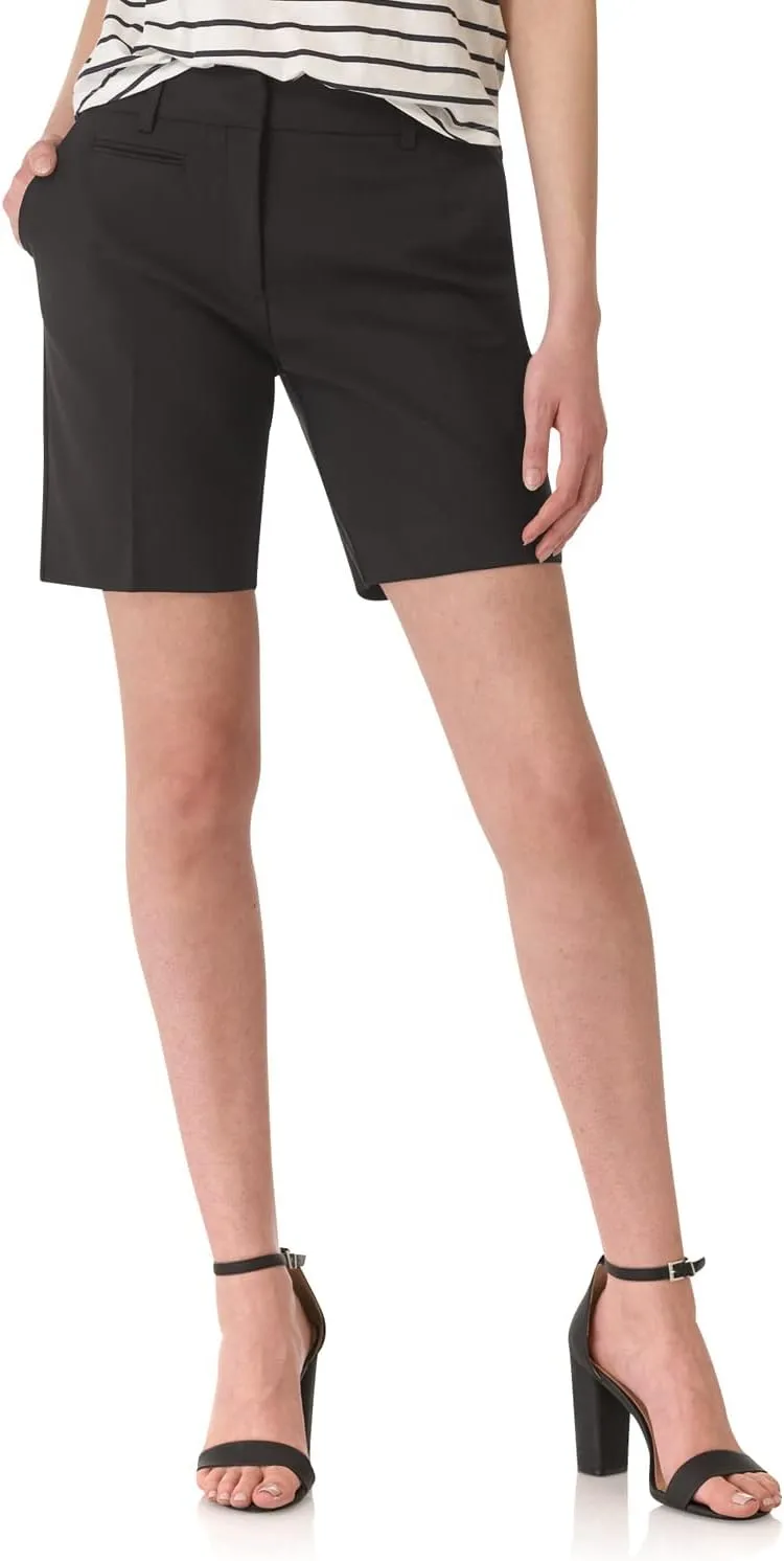 Rekucci Boardwalk Womens Shorts, Cotton Blend Bermuda Shorts for Women, 8 Inch Inseam Walking Shorts with Pockets