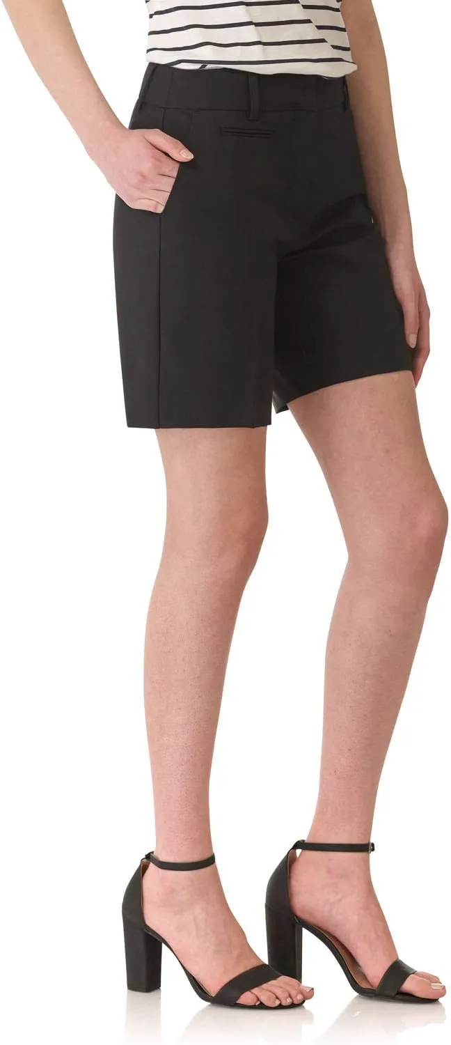 Rekucci Boardwalk Womens Shorts, Cotton Blend Bermuda Shorts for Women, 8 Inch Inseam Walking Shorts with Pockets