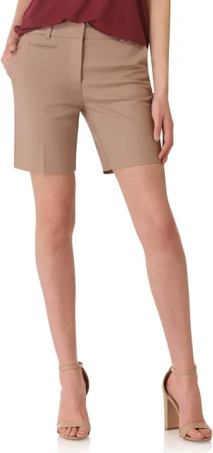 Rekucci Boardwalk Womens Shorts, Cotton Blend Bermuda Shorts for Women, 8 Inch Inseam Walking Shorts with Pockets