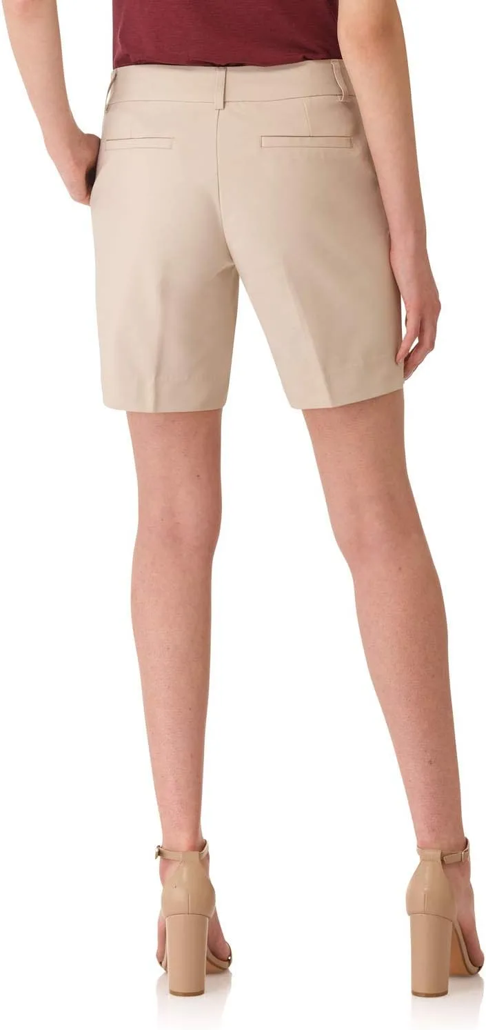 Rekucci Boardwalk Womens Shorts, Cotton Blend Bermuda Shorts for Women, 8 Inch Inseam Walking Shorts with Pockets