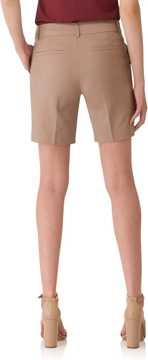 Rekucci Boardwalk Womens Shorts, Cotton Blend Bermuda Shorts for Women, 8 Inch Inseam Walking Shorts with Pockets