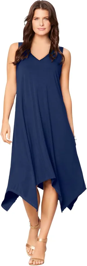 Roaman's Women's Plus Size Sleeveless Swing Dress