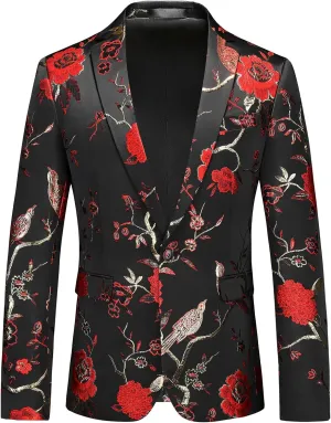 Rogers & Morris Blazer for Men Casual Slim fit Suit Jacket Dress Party Floral Men's Sport Coat Chaqueta de Traje para Hombre