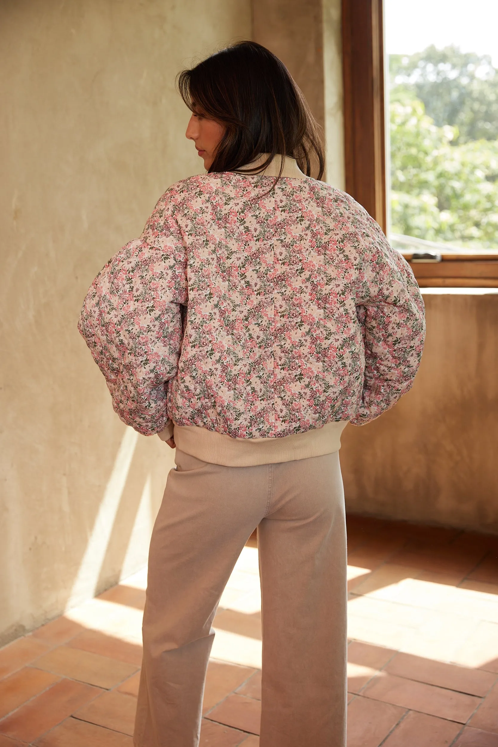 SALE - Carlo Rose Printed Bomber Jacket