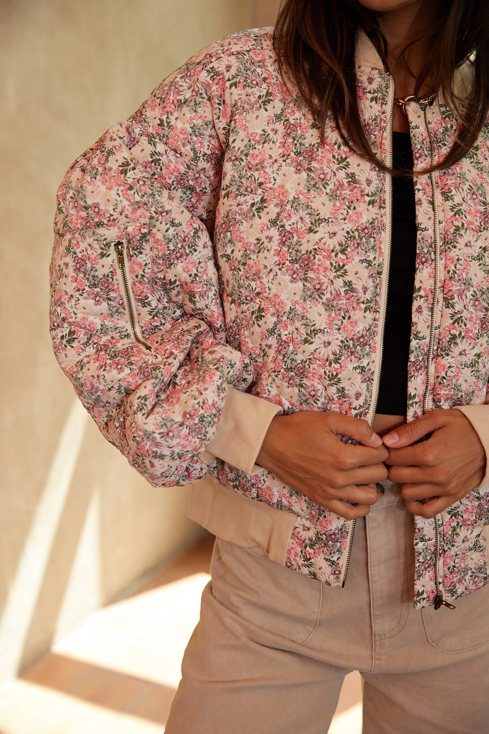 SALE - Carlo Rose Printed Bomber Jacket