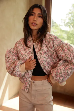 SALE - Carlo Rose Printed Bomber Jacket