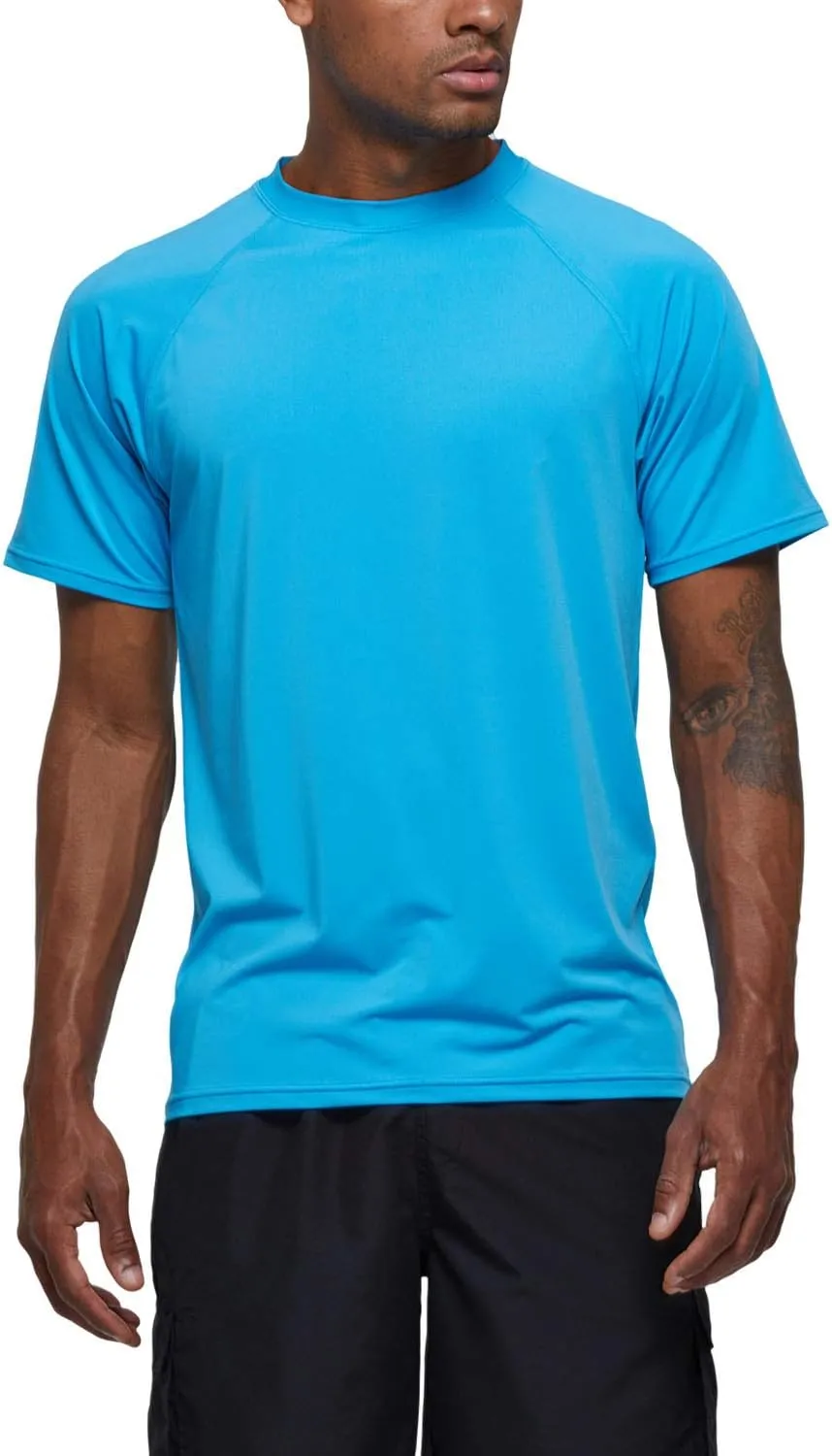 Satankud Men's UPF 50  Rashguard Swim Tee Short Sleeve Running Shirt Swimwear Swim Hiking Workout Shirts