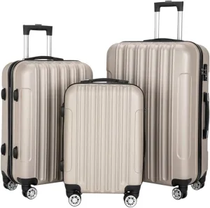 Saynwsih 3-Piece Luggage Set with Spinner Wheels - Large Capacity Suitcase Set, Durable 3-in-1 Multifunctional Travel Luggage Sets, Lightweight & Easy-Clean (Champagne)