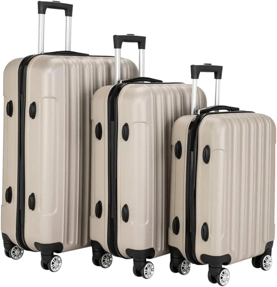Saynwsih 3-Piece Luggage Set with Spinner Wheels - Large Capacity Suitcase Set, Durable 3-in-1 Multifunctional Travel Luggage Sets, Lightweight & Easy-Clean (Champagne)