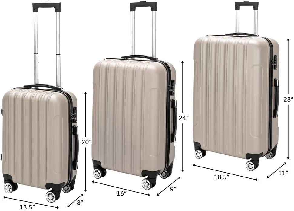 Saynwsih 3-Piece Luggage Set with Spinner Wheels - Large Capacity Suitcase Set, Durable 3-in-1 Multifunctional Travel Luggage Sets, Lightweight & Easy-Clean (Champagne)