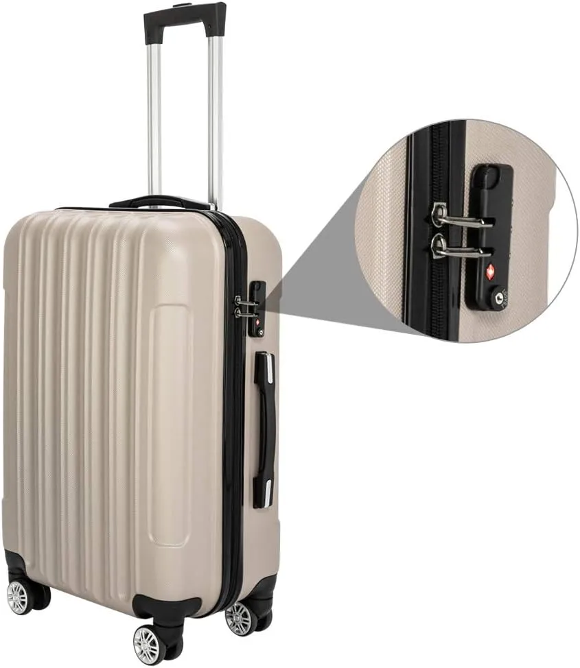 Saynwsih 3-Piece Luggage Set with Spinner Wheels - Large Capacity Suitcase Set, Durable 3-in-1 Multifunctional Travel Luggage Sets, Lightweight & Easy-Clean (Champagne)