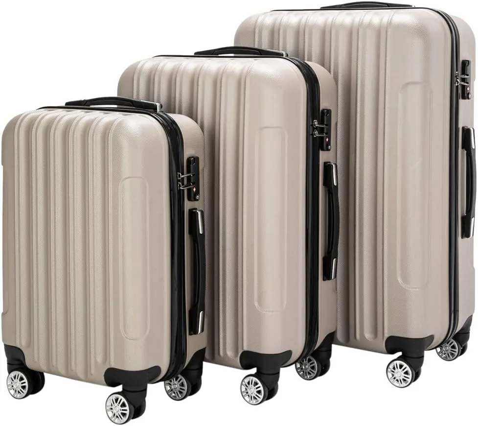 Saynwsih 3-Piece Luggage Set with Spinner Wheels - Large Capacity Suitcase Set, Durable 3-in-1 Multifunctional Travel Luggage Sets, Lightweight & Easy-Clean (Champagne)