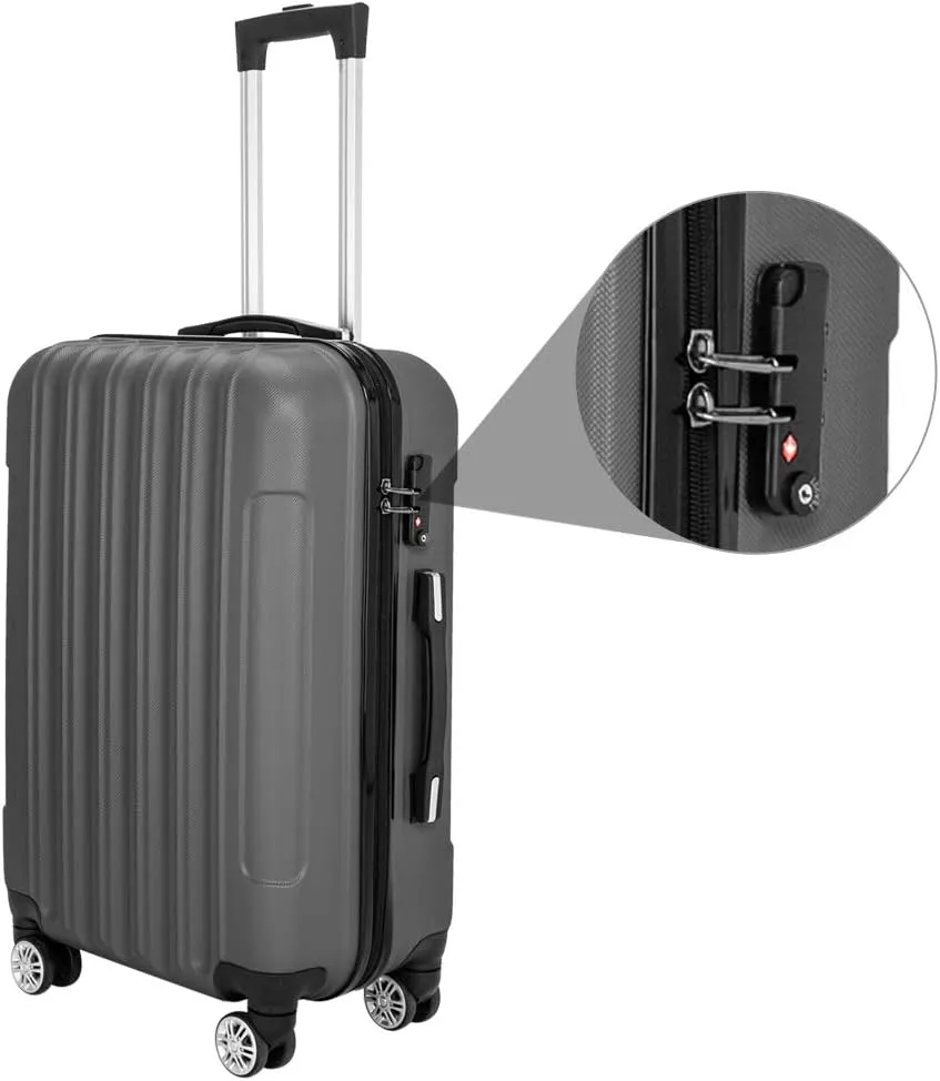 Saynwsih 3-Piece Luggage Set with Spinner Wheels - Large Capacity Suitcase Set, Durable 3-in-1 Multifunctional Travel Luggage Sets, Lightweight & Easy-Clean (Dark Gray)