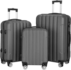 Saynwsih 3-Piece Luggage Set with Spinner Wheels - Large Capacity Suitcase Set, Durable 3-in-1 Multifunctional Travel Luggage Sets, Lightweight & Easy-Clean (Dark Gray)