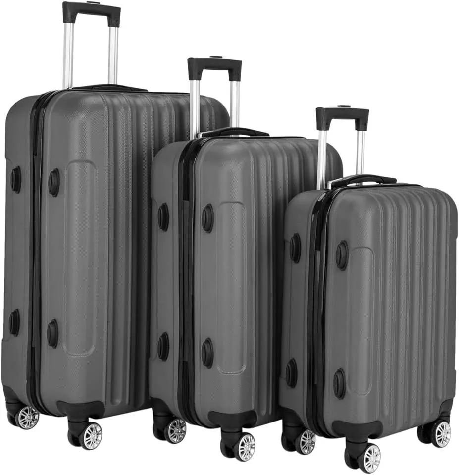 Saynwsih 3-Piece Luggage Set with Spinner Wheels - Large Capacity Suitcase Set, Durable 3-in-1 Multifunctional Travel Luggage Sets, Lightweight & Easy-Clean (Dark Gray)