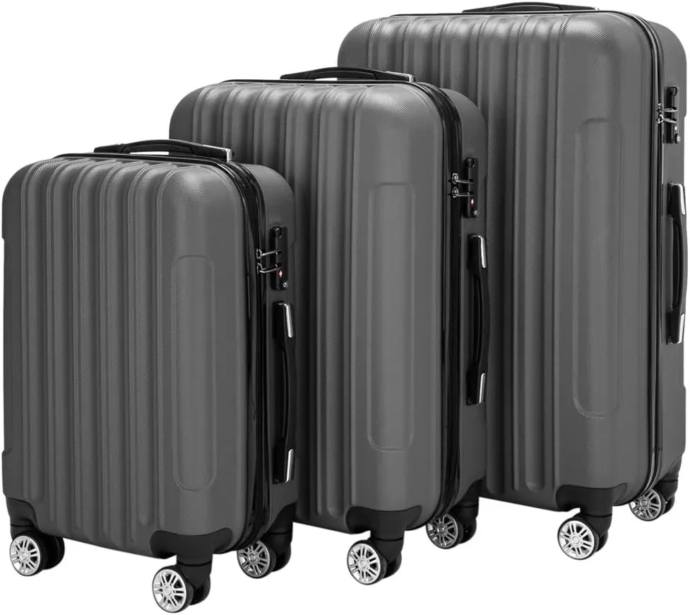 Saynwsih 3-Piece Luggage Set with Spinner Wheels - Large Capacity Suitcase Set, Durable 3-in-1 Multifunctional Travel Luggage Sets, Lightweight & Easy-Clean (Dark Gray)