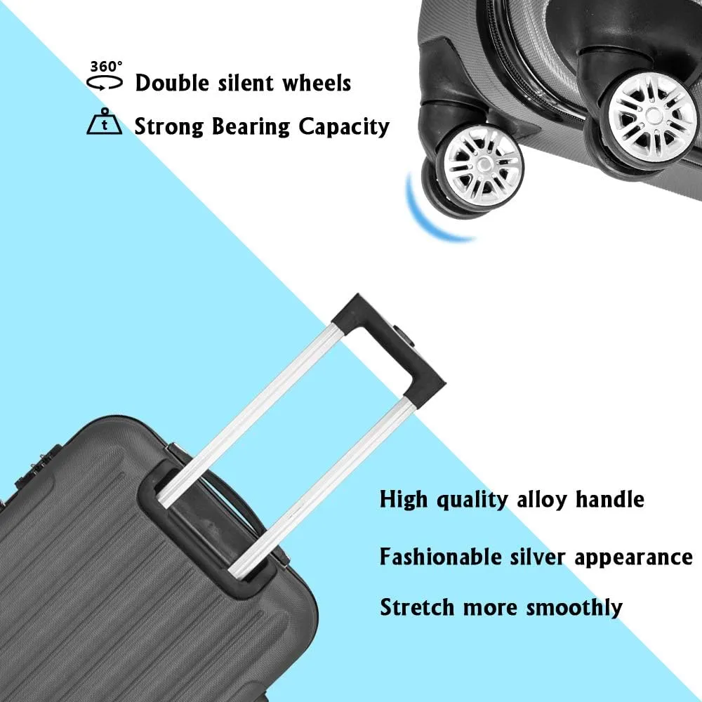 Saynwsih 3-Piece Luggage Set with Spinner Wheels - Large Capacity Suitcase Set, Durable 3-in-1 Multifunctional Travel Luggage Sets, Lightweight & Easy-Clean (Dark Gray)