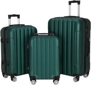 Saynwsih 3-Piece Luggage Set with Spinner Wheels - Large Capacity Suitcase Set, Durable 3-in-1 Multifunctional Travel Luggage Sets, Lightweight & Easy-Clean (Dark Green)