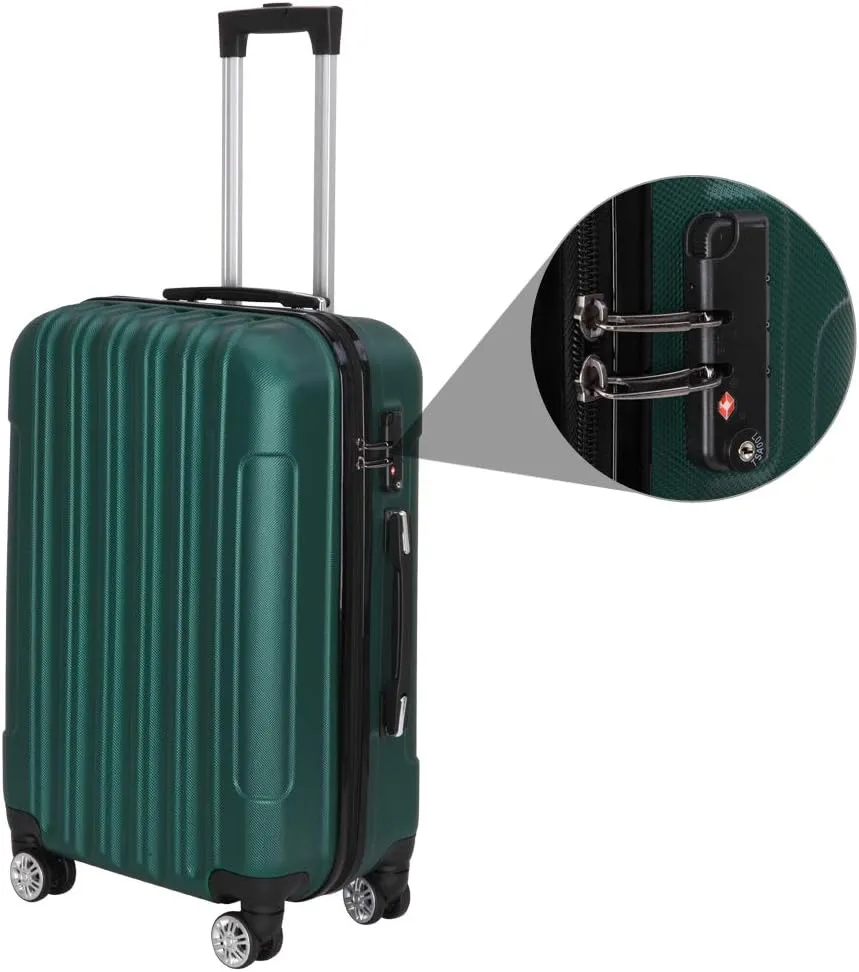 Saynwsih 3-Piece Luggage Set with Spinner Wheels - Large Capacity Suitcase Set, Durable 3-in-1 Multifunctional Travel Luggage Sets, Lightweight & Easy-Clean (Dark Green)