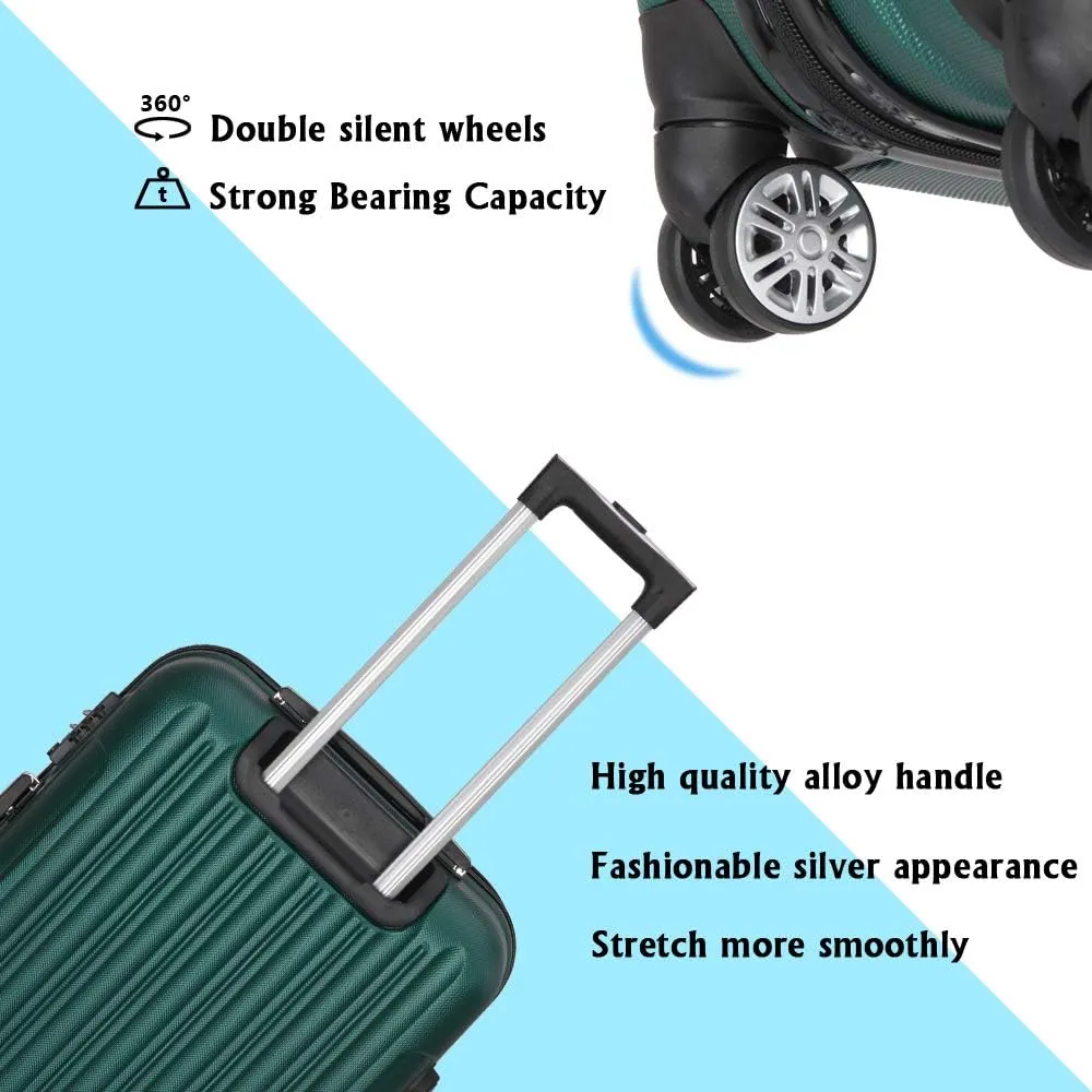 Saynwsih 3-Piece Luggage Set with Spinner Wheels - Large Capacity Suitcase Set, Durable 3-in-1 Multifunctional Travel Luggage Sets, Lightweight & Easy-Clean (Dark Green)