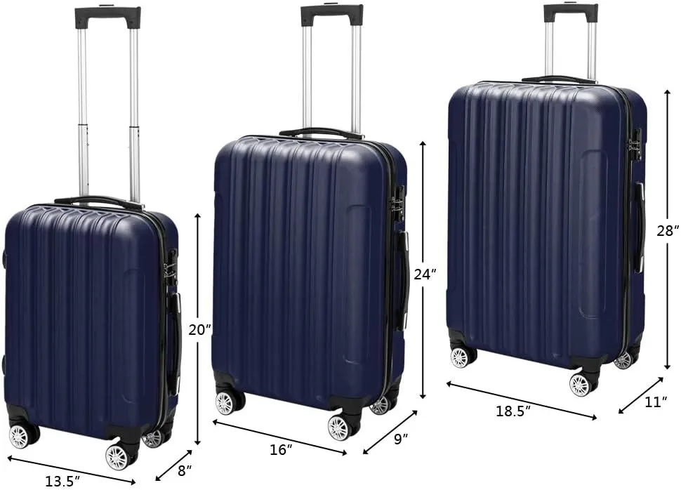 Saynwsih 3-Piece Luggage Set with Spinner Wheels - Large Capacity Suitcase Set, Durable 3-in-1 Multifunctional Travel Luggage Sets, Lightweight & Easy-Clean (Navy Blue)