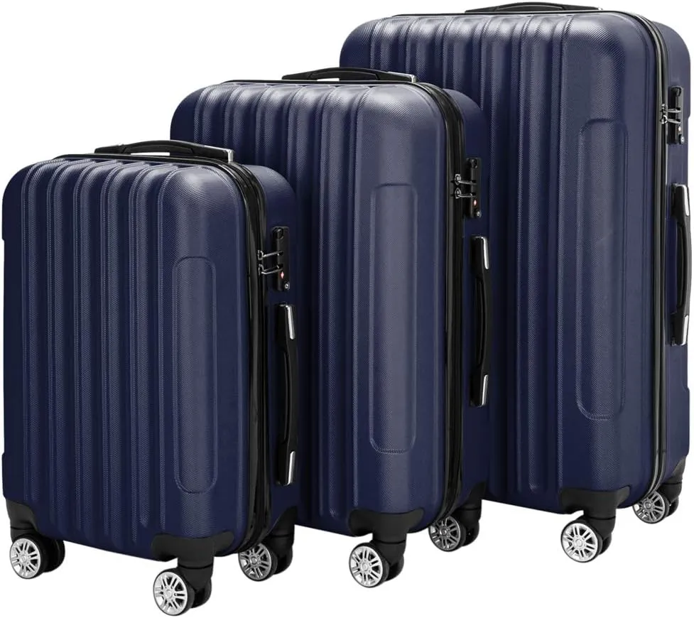 Saynwsih 3-Piece Luggage Set with Spinner Wheels - Large Capacity Suitcase Set, Durable 3-in-1 Multifunctional Travel Luggage Sets, Lightweight & Easy-Clean (Navy Blue)