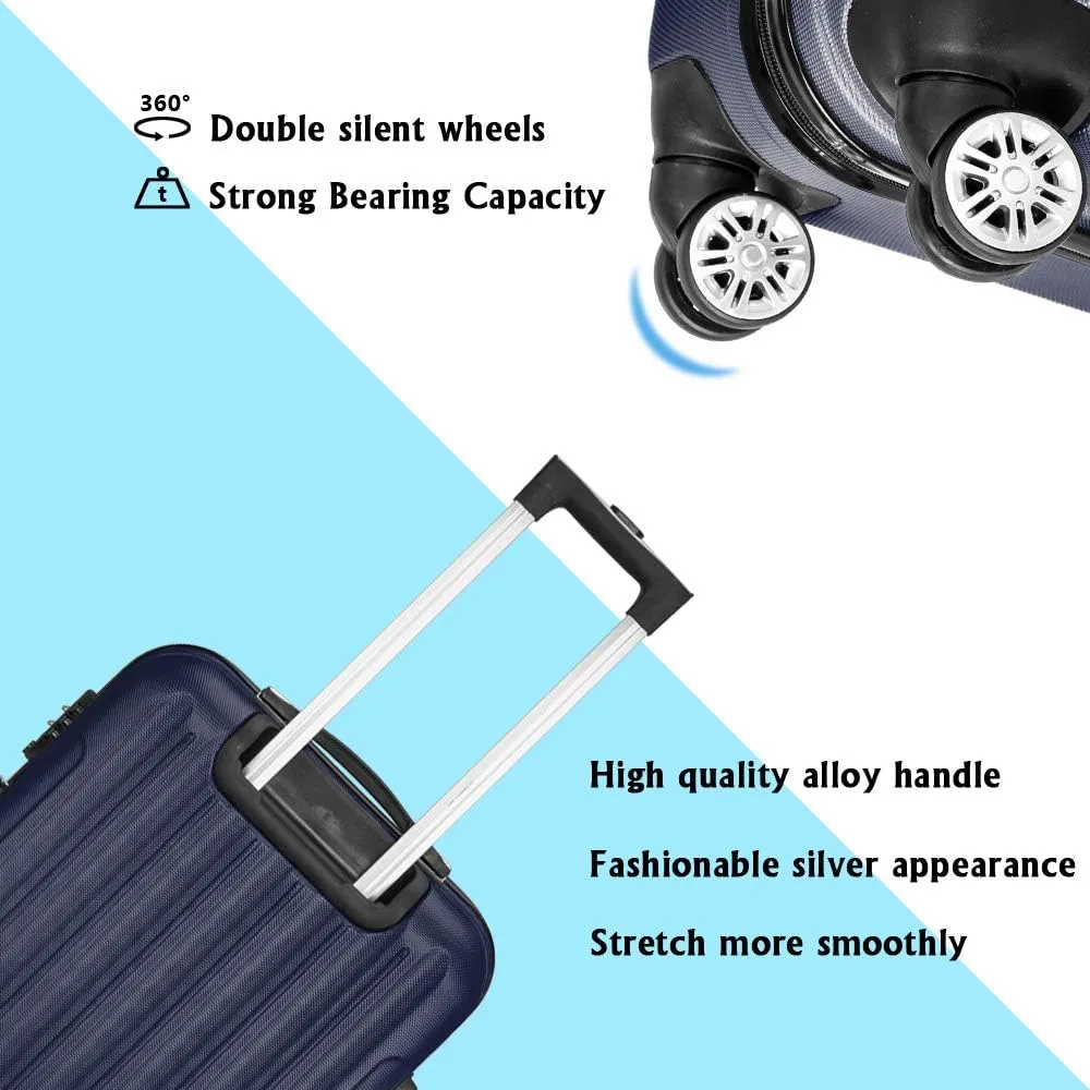 Saynwsih 3-Piece Luggage Set with Spinner Wheels - Large Capacity Suitcase Set, Durable 3-in-1 Multifunctional Travel Luggage Sets, Lightweight & Easy-Clean (Navy Blue)