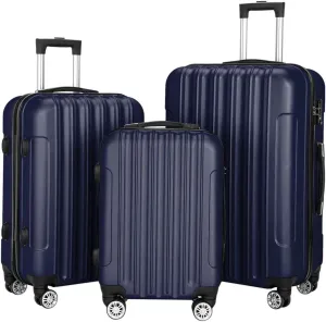 Saynwsih 3-Piece Luggage Set with Spinner Wheels - Large Capacity Suitcase Set, Durable 3-in-1 Multifunctional Travel Luggage Sets, Lightweight & Easy-Clean (Navy Blue)