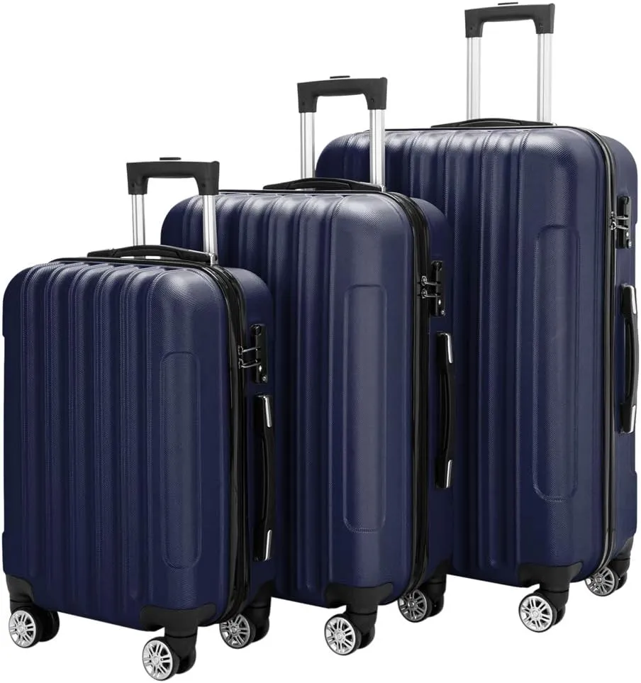 Saynwsih 3-Piece Luggage Set with Spinner Wheels - Large Capacity Suitcase Set, Durable 3-in-1 Multifunctional Travel Luggage Sets, Lightweight & Easy-Clean (Navy Blue)