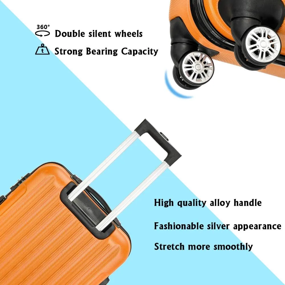 Saynwsih 3-Piece Luggage Set with Spinner Wheels - Large Capacity Suitcase Set, Durable 3-in-1 Multifunctional Travel Luggage Sets, Lightweight & Easy-Clean (Orange)
