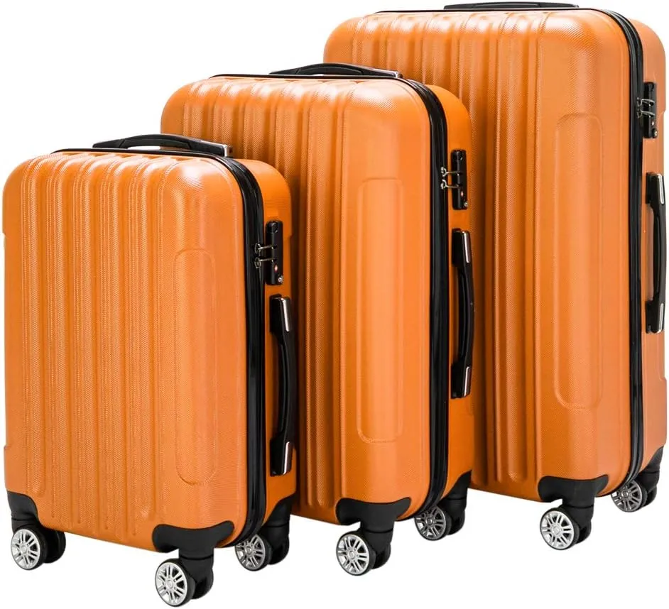 Saynwsih 3-Piece Luggage Set with Spinner Wheels - Large Capacity Suitcase Set, Durable 3-in-1 Multifunctional Travel Luggage Sets, Lightweight & Easy-Clean (Orange)