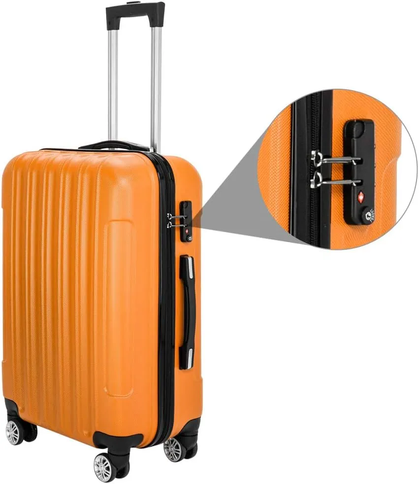 Saynwsih 3-Piece Luggage Set with Spinner Wheels - Large Capacity Suitcase Set, Durable 3-in-1 Multifunctional Travel Luggage Sets, Lightweight & Easy-Clean (Orange)