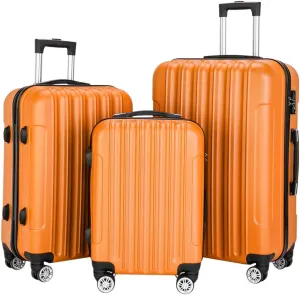 Saynwsih 3-Piece Luggage Set with Spinner Wheels - Large Capacity Suitcase Set, Durable 3-in-1 Multifunctional Travel Luggage Sets, Lightweight & Easy-Clean (Orange)