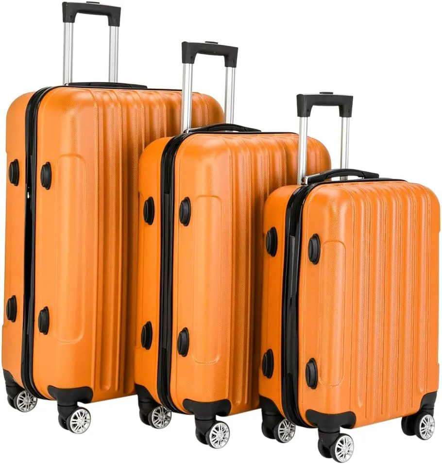 Saynwsih 3-Piece Luggage Set with Spinner Wheels - Large Capacity Suitcase Set, Durable 3-in-1 Multifunctional Travel Luggage Sets, Lightweight & Easy-Clean (Orange)