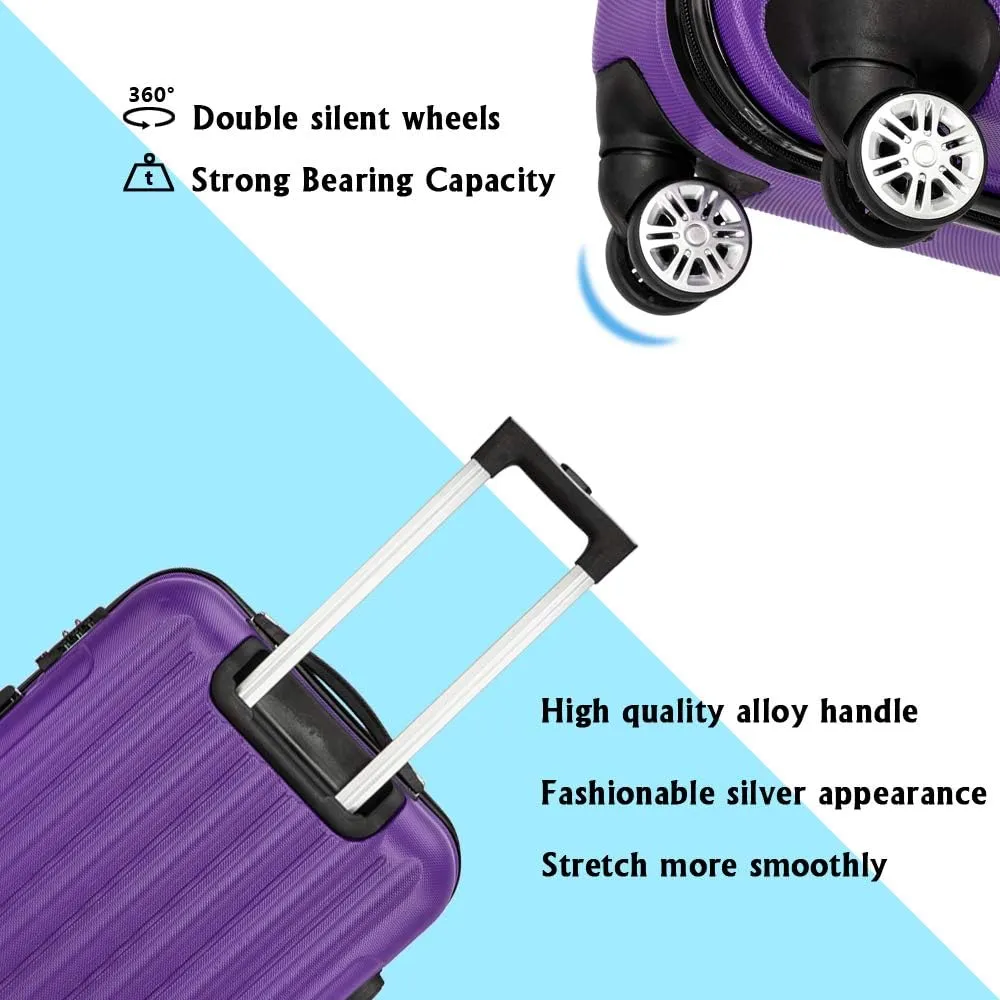 Saynwsih 3-Piece Luggage Set with Spinner Wheels - Large Capacity Suitcase Set, Durable 3-in-1 Multifunctional Travel Luggage Sets, Lightweight & Easy-Clean (Purple)