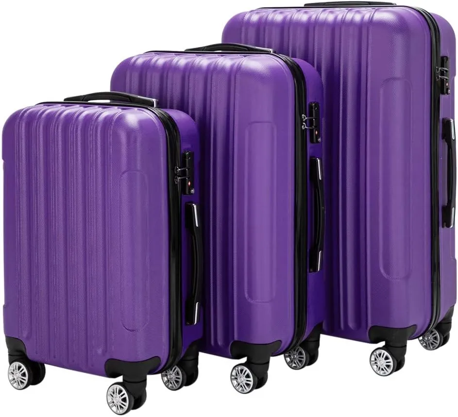 Saynwsih 3-Piece Luggage Set with Spinner Wheels - Large Capacity Suitcase Set, Durable 3-in-1 Multifunctional Travel Luggage Sets, Lightweight & Easy-Clean (Purple)