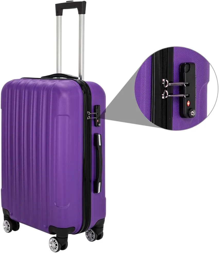 Saynwsih 3-Piece Luggage Set with Spinner Wheels - Large Capacity Suitcase Set, Durable 3-in-1 Multifunctional Travel Luggage Sets, Lightweight & Easy-Clean (Purple)